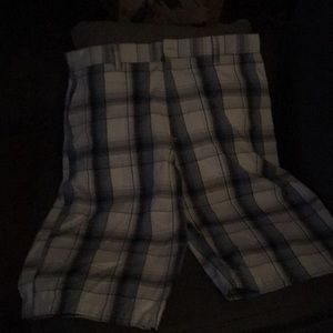 Men’s Summer Shorts White with Blue Stripes Excellent Condition